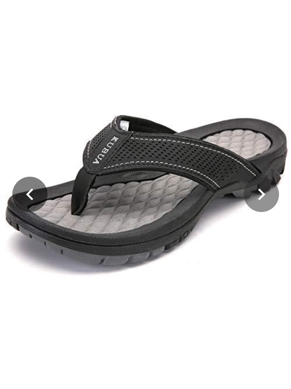Kubua Men’s Black and Gray Cushioned Athletic Flip Flops Sandals Slide On